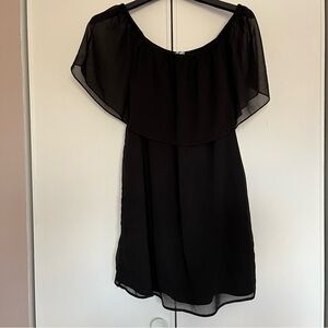 Black Off-Shoulder Overlay Blouse